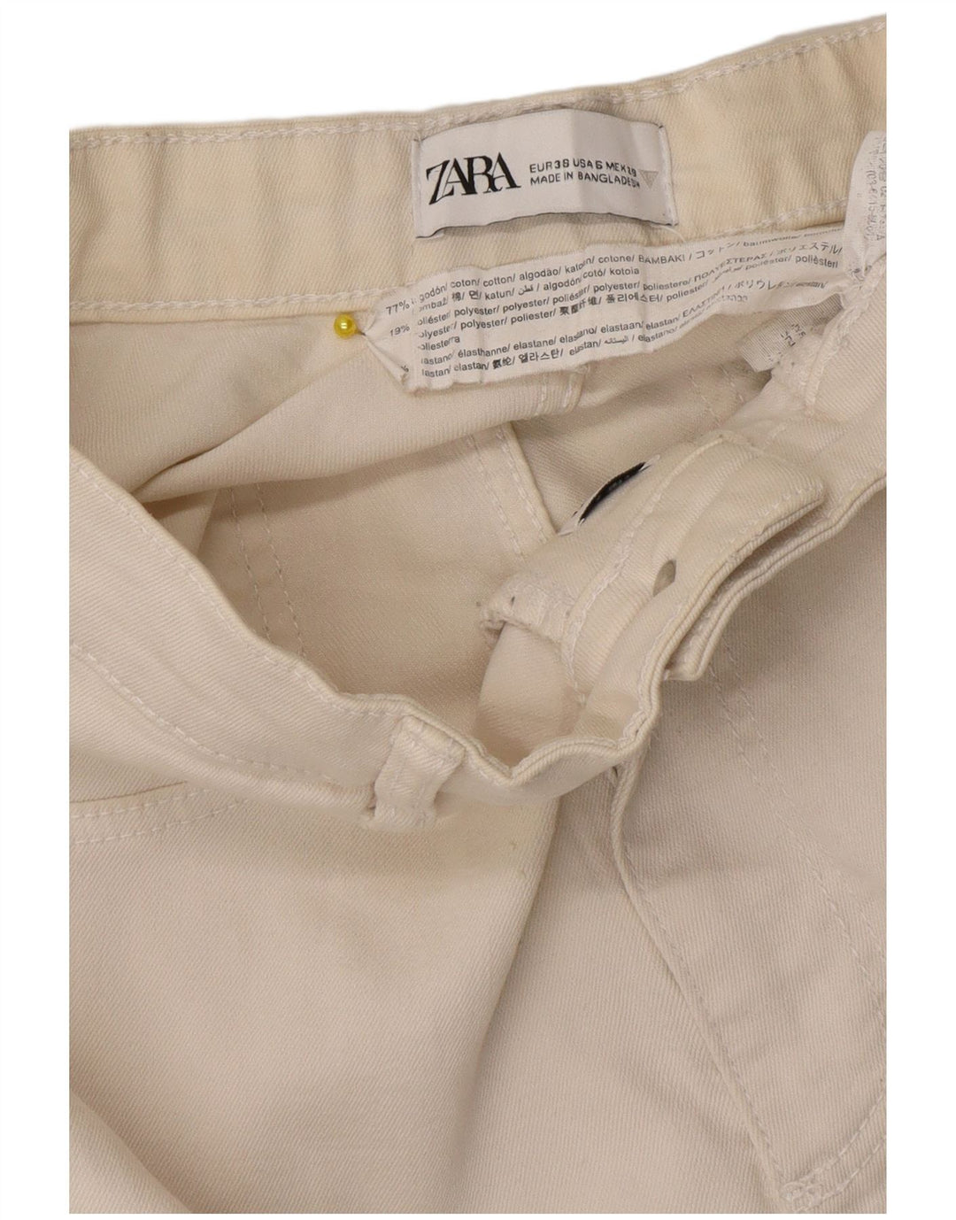 Zara Womens Slim Jeans EU 38 Small W28 L29 Off White Cotton