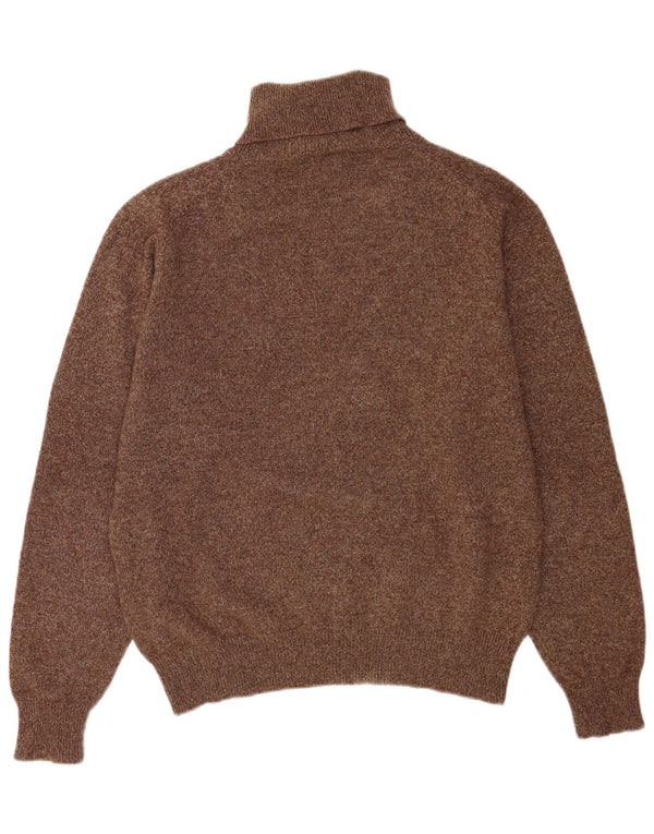 Kappa Mens Roll Neck Jumper Sweater Large Brown Flecked Wool