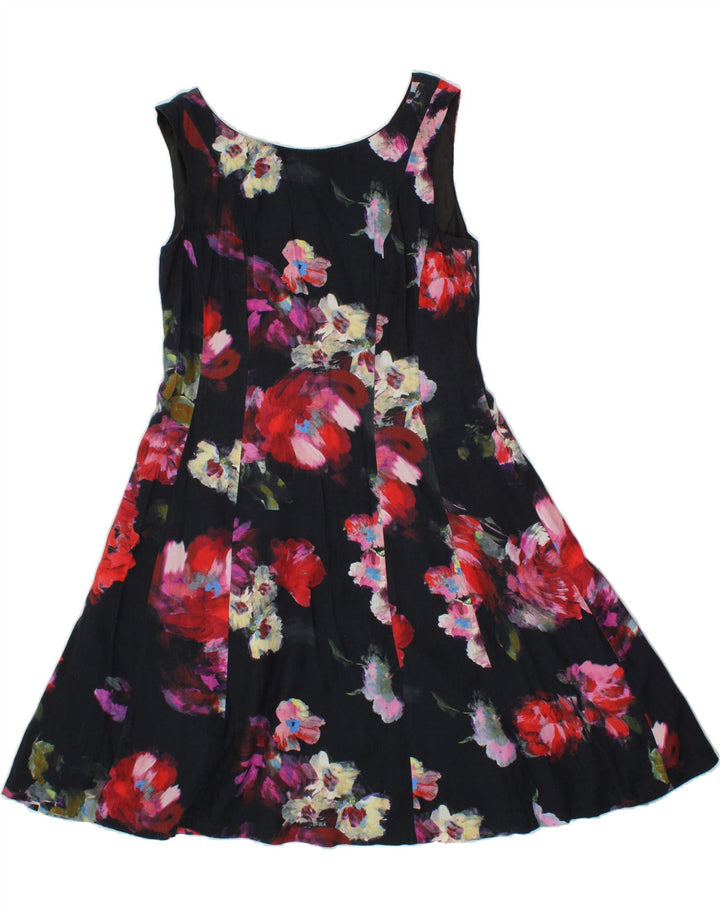 PHASE EIGHT Womens A-Line Dress UK 12 Medium  Black Floral Viscose Vintage Phase Eight and Second-Hand Phase Eight from Messina Hembry 