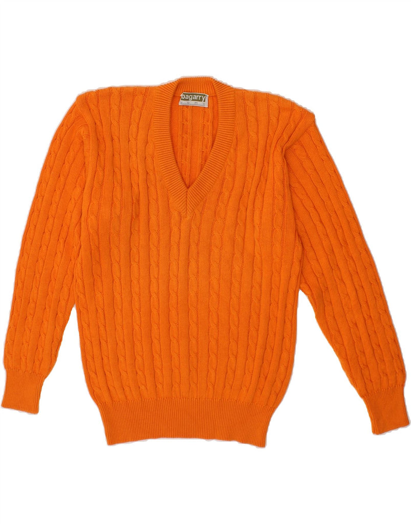 BAGARRY Mens Uomo V-Neck Jumper Sweater IT 48 Medium Orange Cotton Vintage Bagarry and Second-Hand Bagarry from Messina Hembry 