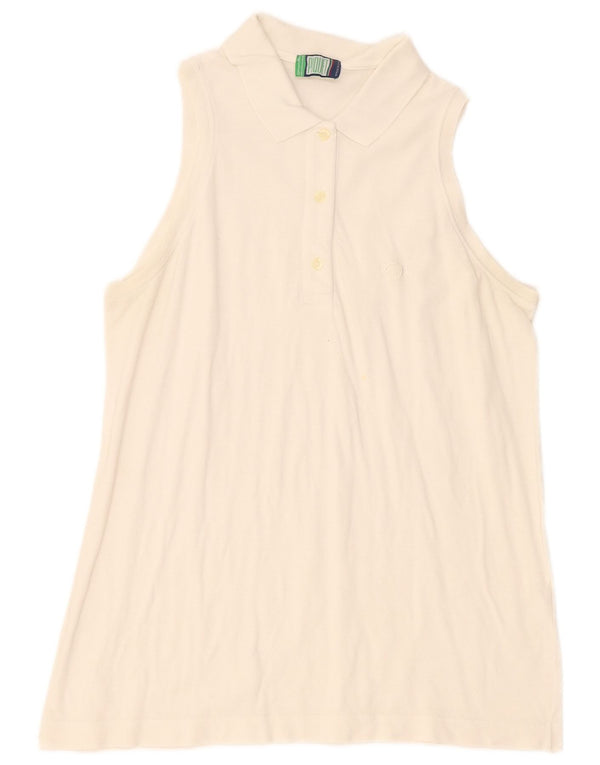 Sergio Tacchini Womens Sleeveless Polo Shirt UK 12 Medium White