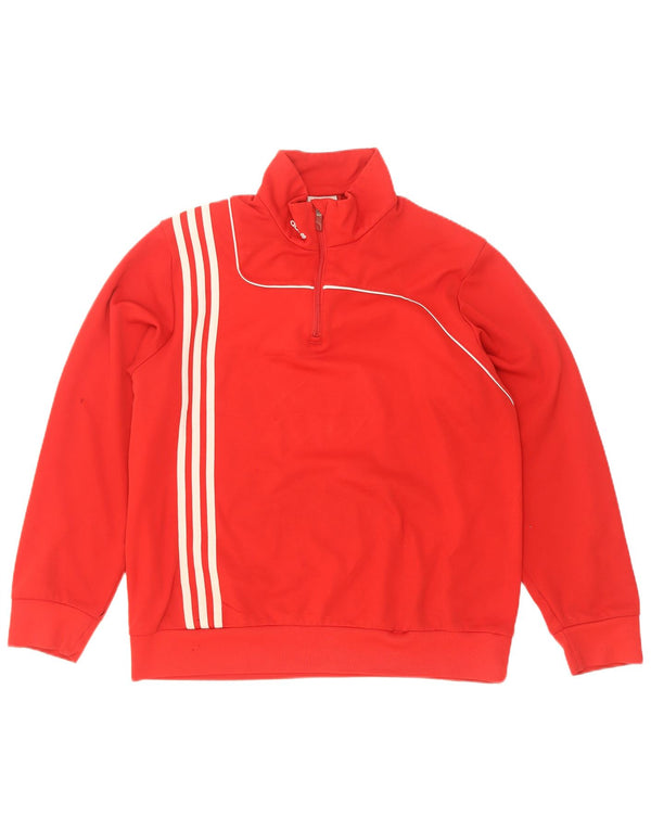 Adidas Mens Zip Neck Sweatshirt Jumper UK 40/42 Medium Red Polyester
