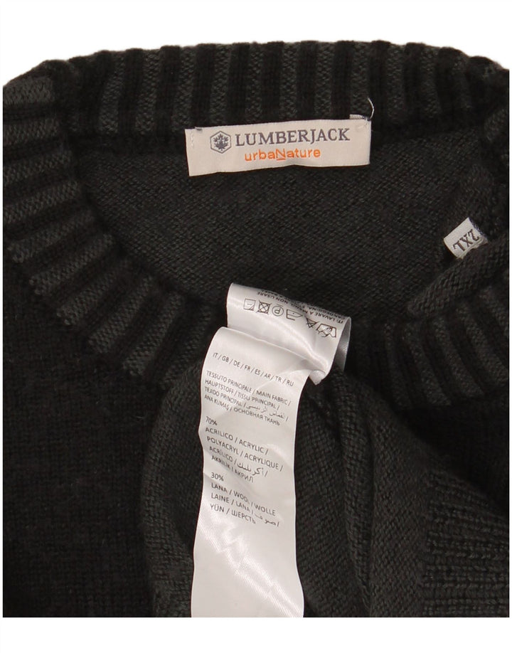 LUMBERJACK Mens Crew Neck Jumper Sweater 2XL Grey Acrylic