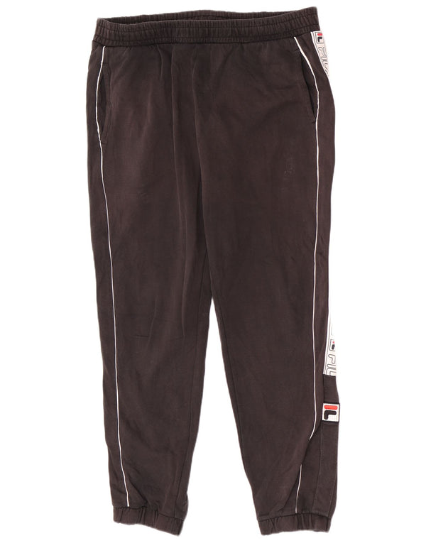 Fila Mens Graphic Tracksuit Trousers Joggers Large Black Colourblock Cotton