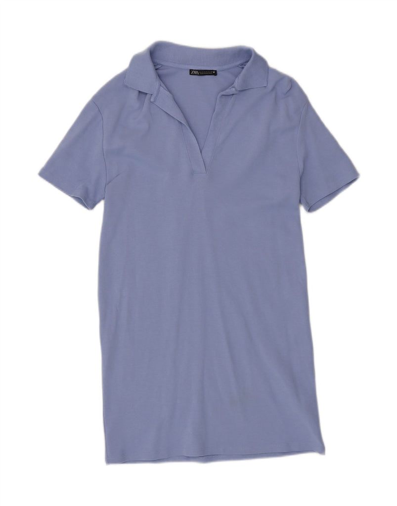 ZARA Womens Polo Dress UK 10 Small Blue Cotton Vintage Zara and Second-Hand Zara from Messina Hembry 