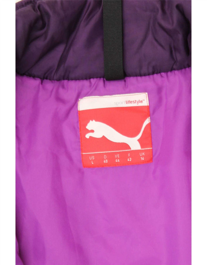 Puma Womens Padded Jacket UK 14 Large Purple Polyester