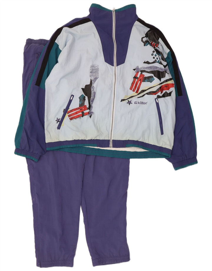 Killtec Mens Graphic Full Tracksuit Large Blue Colourblock Polyamide