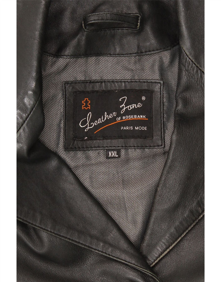 VINTAGE Womens Leather Coat UK 20 2XL Black Leather Vintage Vintage and Second-Hand Vintage from Messina Hembry 