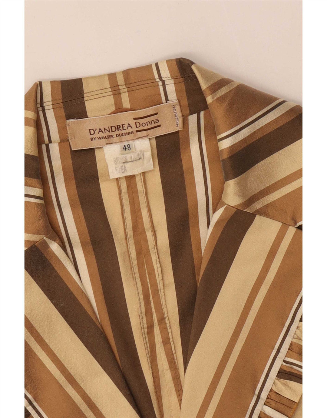 Vintage Womens 3 Button 3/4 Sleeve Blazer Jacket IT 48 XL Beige Striped