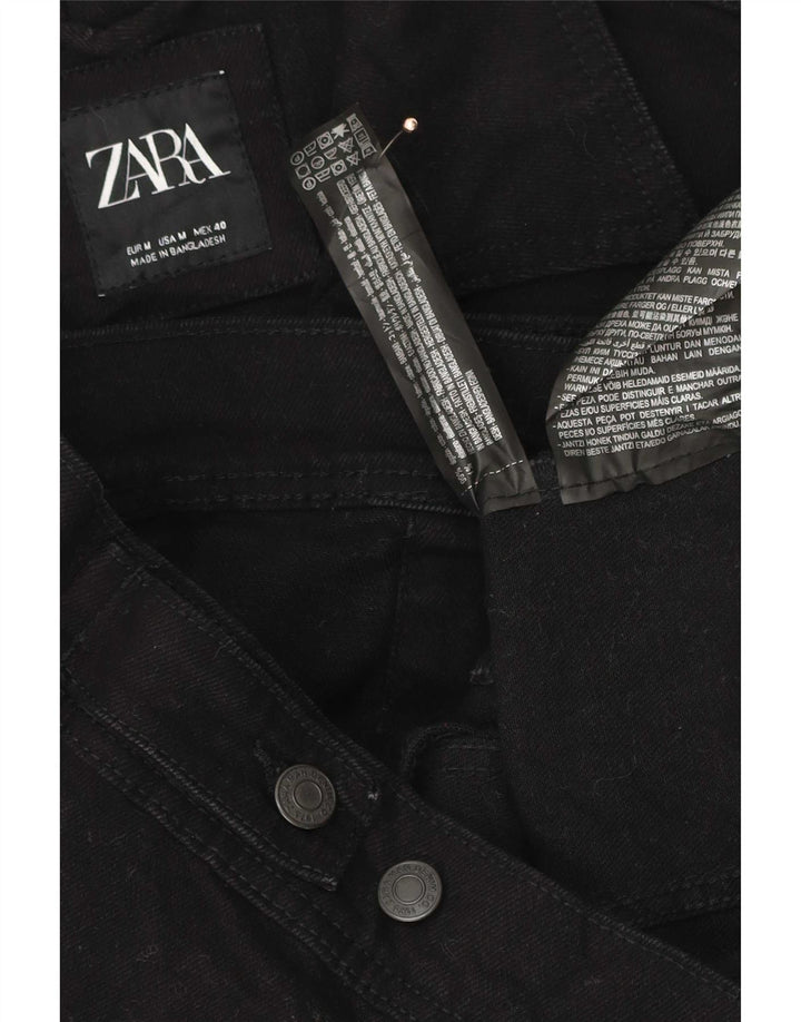 Zara Mens Denim Jacket UK 38 Medium Black Cotton