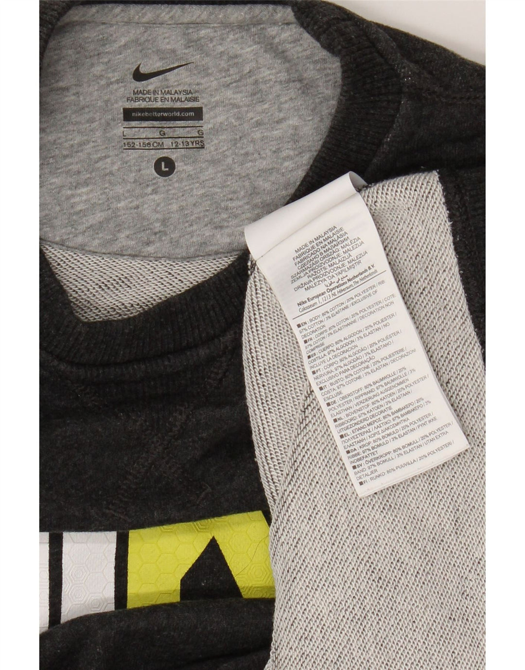 Nike Boys Graphic Sweatshirt Jumper 12-13 Years Large Grey Flecked Cotton