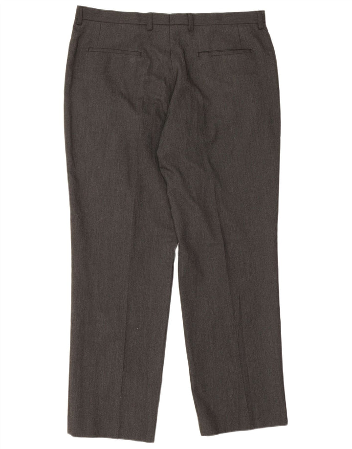 Marks & Spencer Mens Straight Suit Trousers W38 L31 Grey Pinstripe