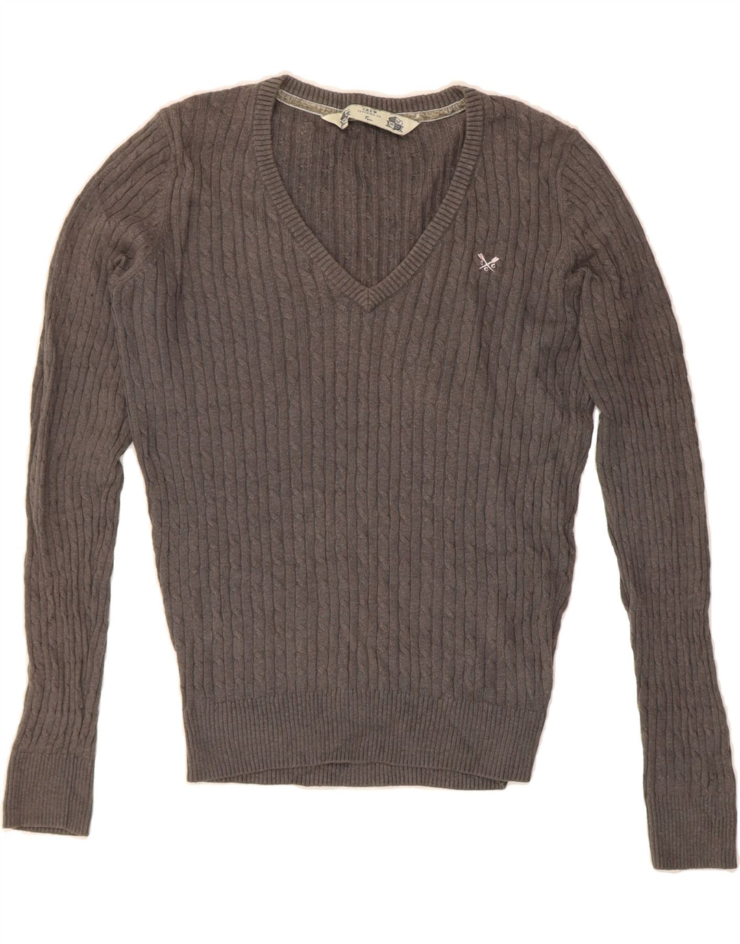 CREW CLOTHING Womens Oversized V-Neck Jumper Sweater UK 10 Small Grey Vintage Crew Clothing and Second-Hand Crew Clothing from Messina Hembry 