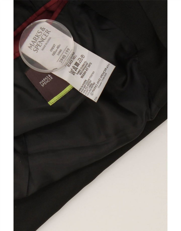 Marks & Spencer Mens Long 3 Button Blazer Jacket UK 40 Medium Black