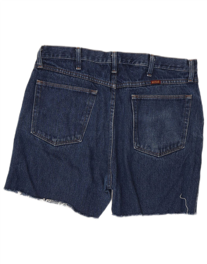 RUSTLER Mens Denim Shorts W36 Large Navy Blue Cotton