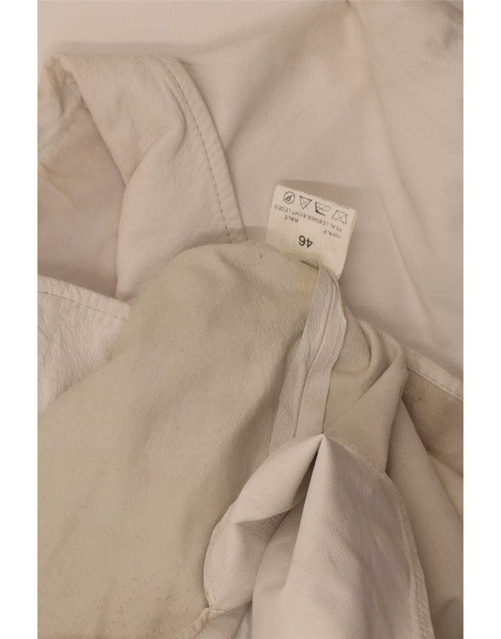 Vintage Womens Overshirt Leather Shirt IT 46 Large White