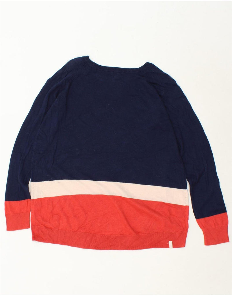 QUIKSILVER Womens Boat Neck Jumper Sweater UK 16 Large Blue Colourblock Vintage Quiksilver and Second-Hand Quiksilver from Messina Hembry 