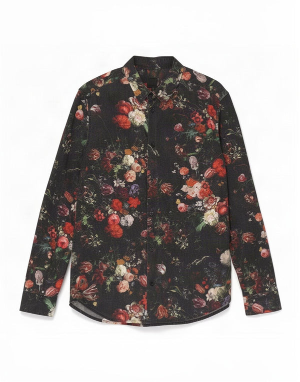 H&M Mens Shirt Medium Black Floral