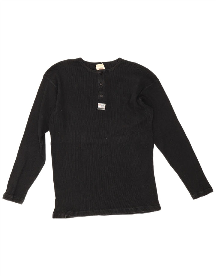 LEE Mens Top Long Sleeve Medium Black Cotton