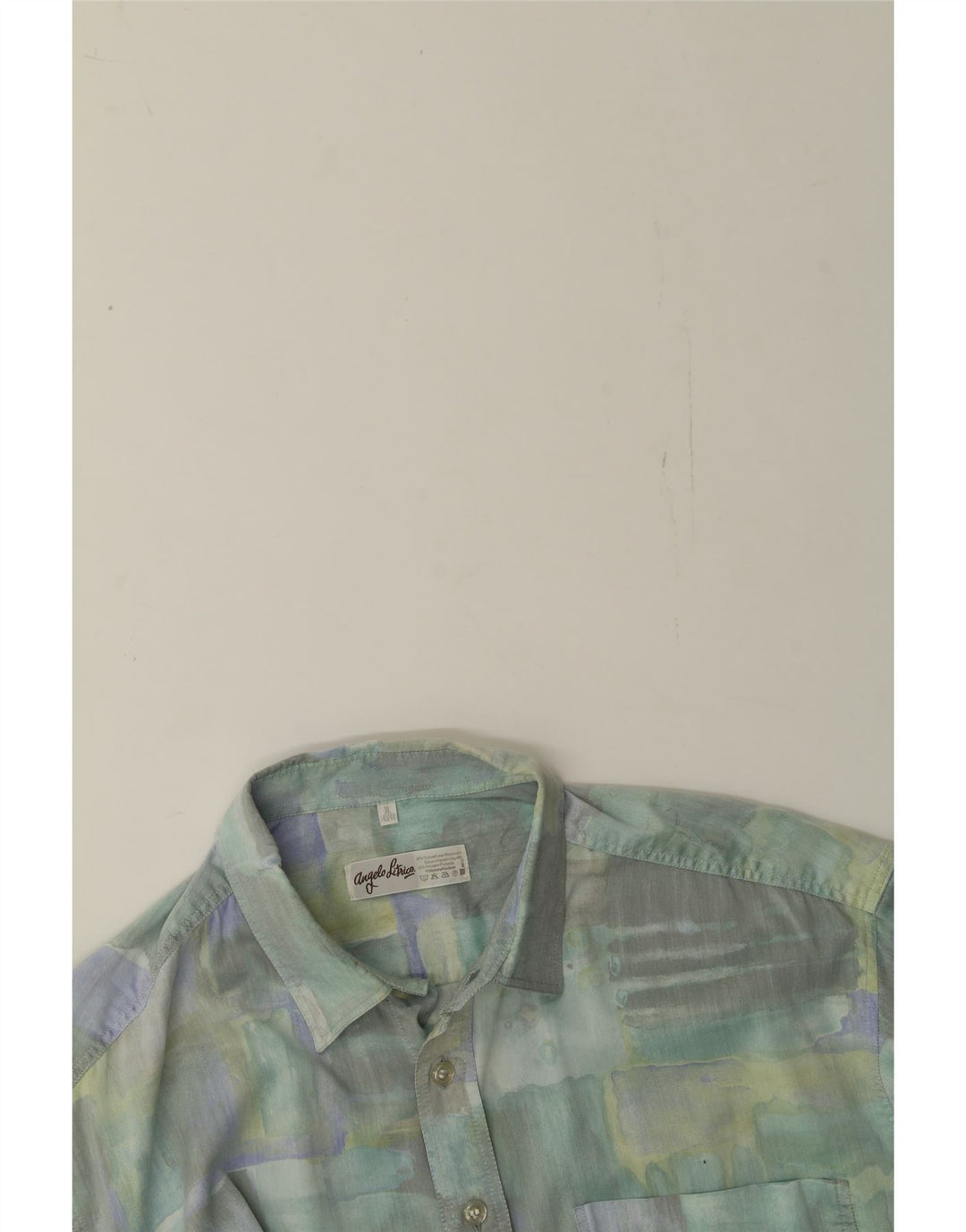 ANGELO LITRICO Mens Abstract Pattern Shirt XL Green Cotton Vintage Angelo Litrico and Second-Hand Angelo Litrico from Messina Hembry 