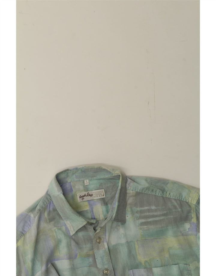 ANGELO LITRICO Mens Abstract Pattern Shirt XL Green Cotton Vintage Angelo Litrico and Second-Hand Angelo Litrico from Messina Hembry 