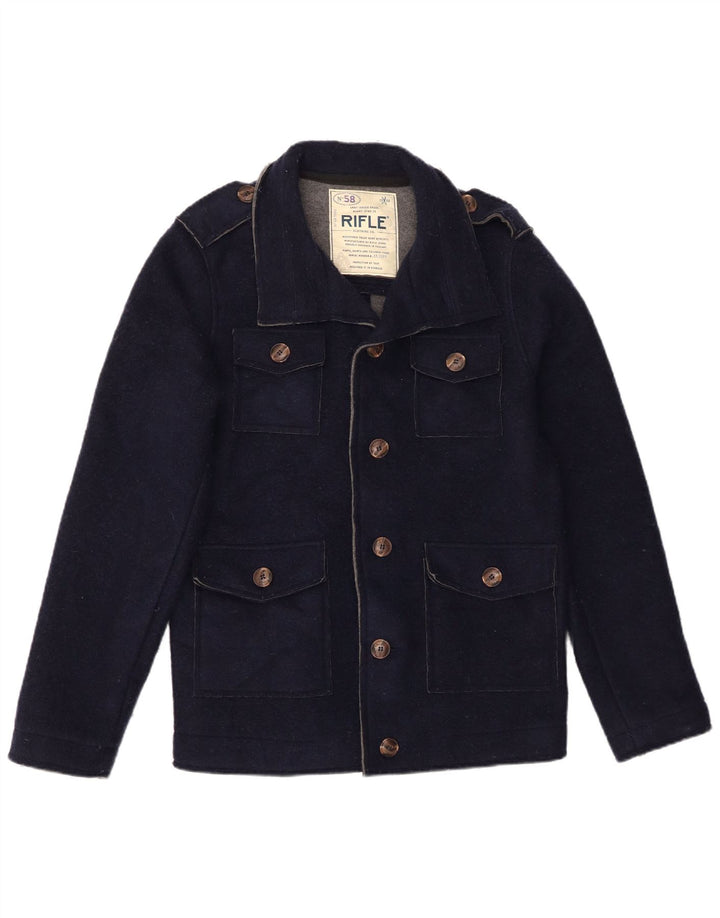 Rifle Mens Military Jacket UK 40 Large Navy Blue Polyester