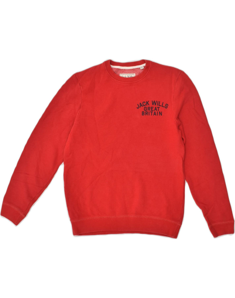 JACK WILLS Mens Sweatshirt Jumper Medium Red Cotton | Vintage Jack Wills | Thrift | Second-Hand Jack Wills | Used Clothing | Messina Hembry 