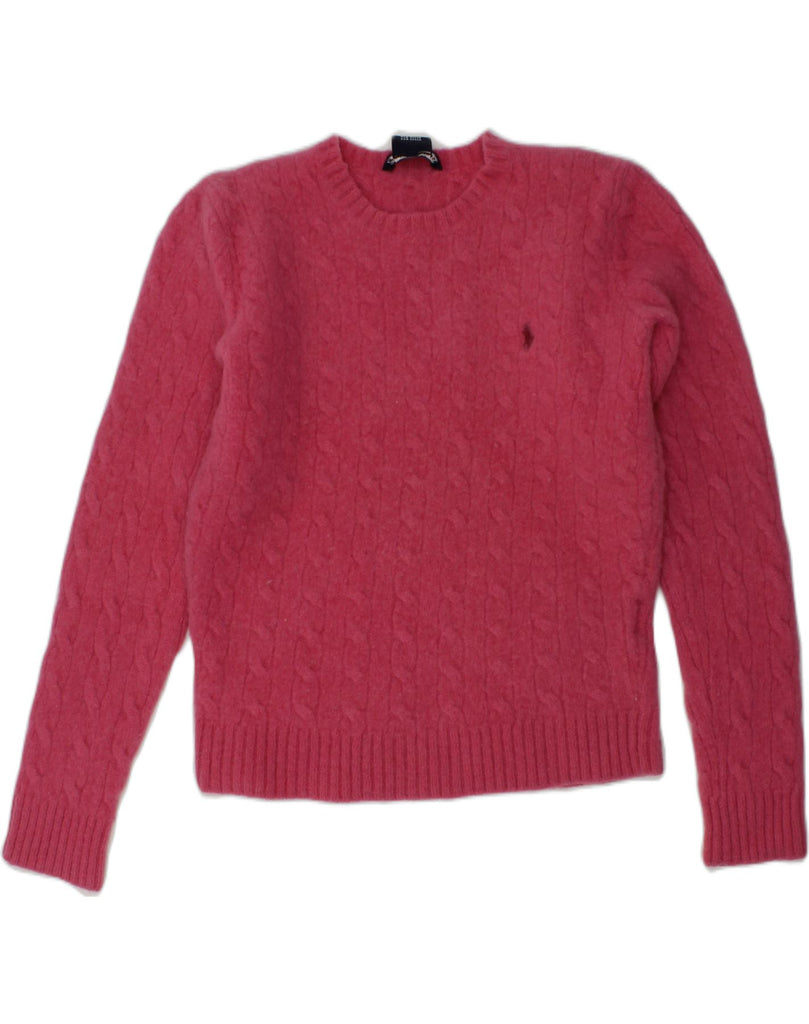 RALPH LAUREN Girls Crew Neck Jumper Sweater 5-6 Years Small Pink Lambswool | Vintage Ralph Lauren | Thrift | Second-Hand Ralph Lauren | Used Clothing | Messina Hembry 