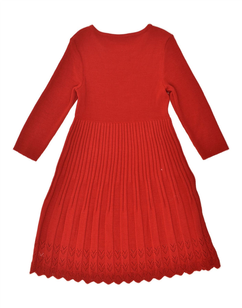 VINTAGE Womens Long Sleeve Jumper Dress UK 14 Large Red Acrylic | Vintage Vintage | Thrift | Second-Hand Vintage | Used Clothing | Messina Hembry 