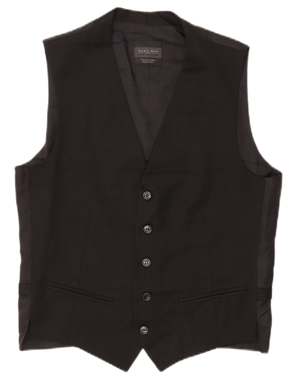 Zara Mens Waistcoat Medium Black Wool