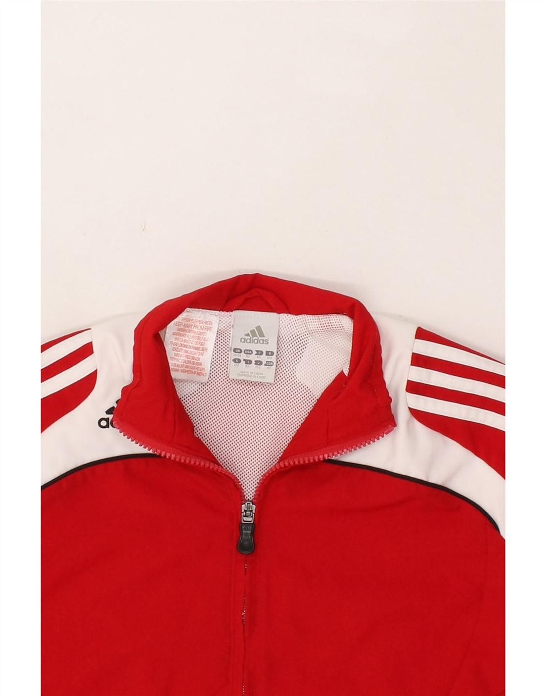 ADIDAS Boys Tracksuit Top Jacket 7-8 Years Red Colourblock Polyester Vintage Adidas and Second-Hand Adidas from Messina Hembry 