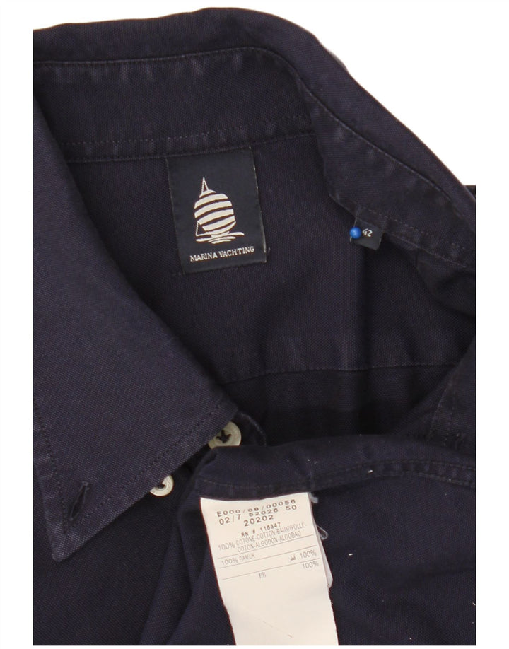 MARINA YACHTING Mens Shirt Size 42 Large Navy Blue Cotton