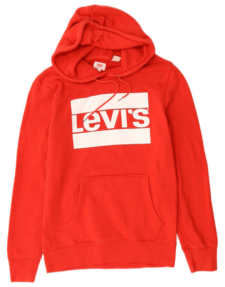 Levi's Mens Graphic Hoodie Jumper Small Red Cotton