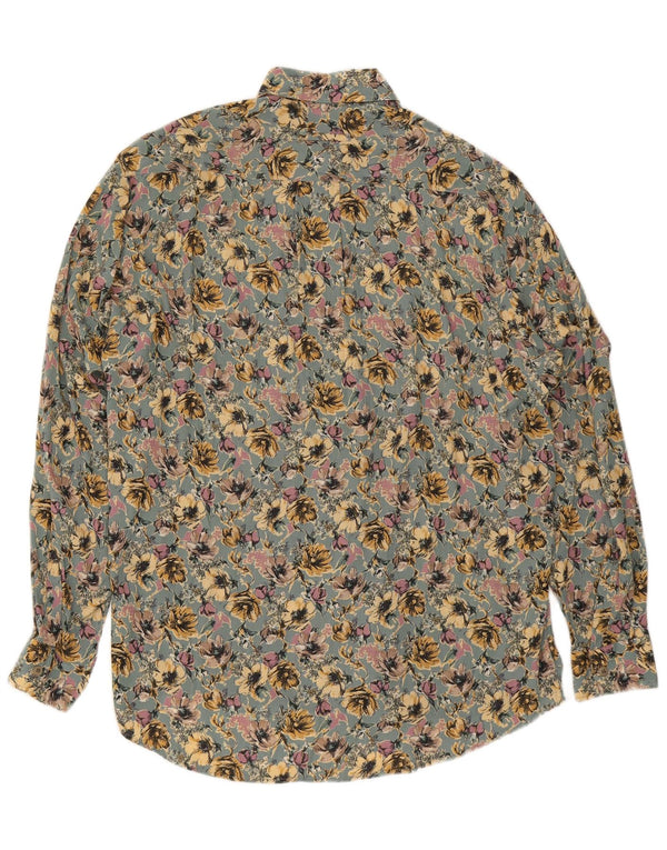 Daniel Dodd Mens Shirt Medium Green Floral Viscose