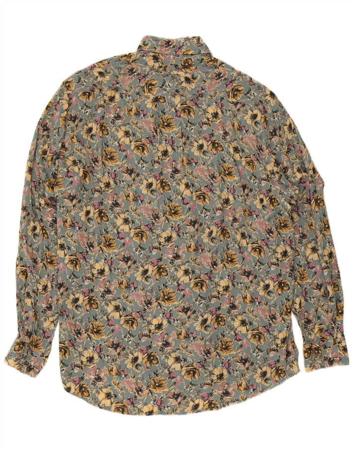 Daniel Dodd Mens Shirt Medium Green Floral Viscose