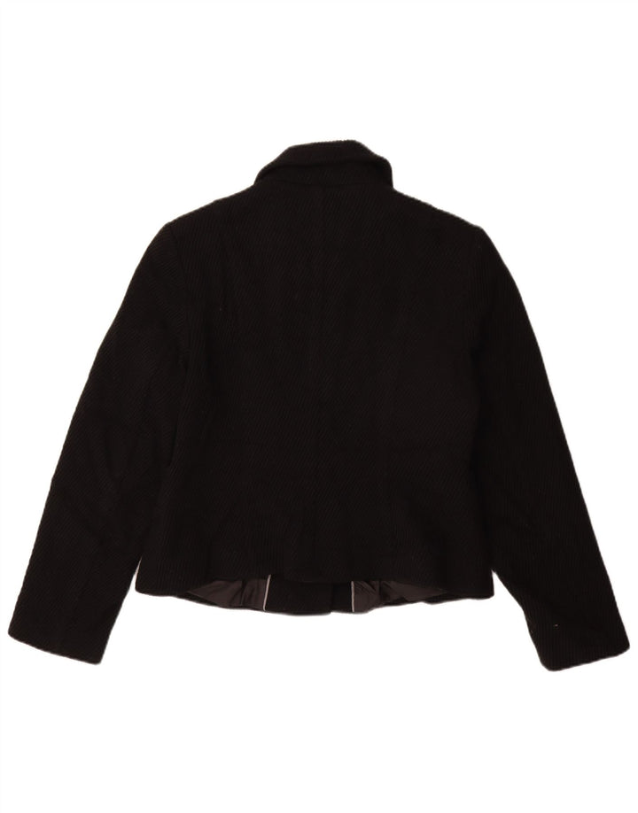 Marks & Spencer Womens Short Overcoat UK 14 Medium Black Viscose