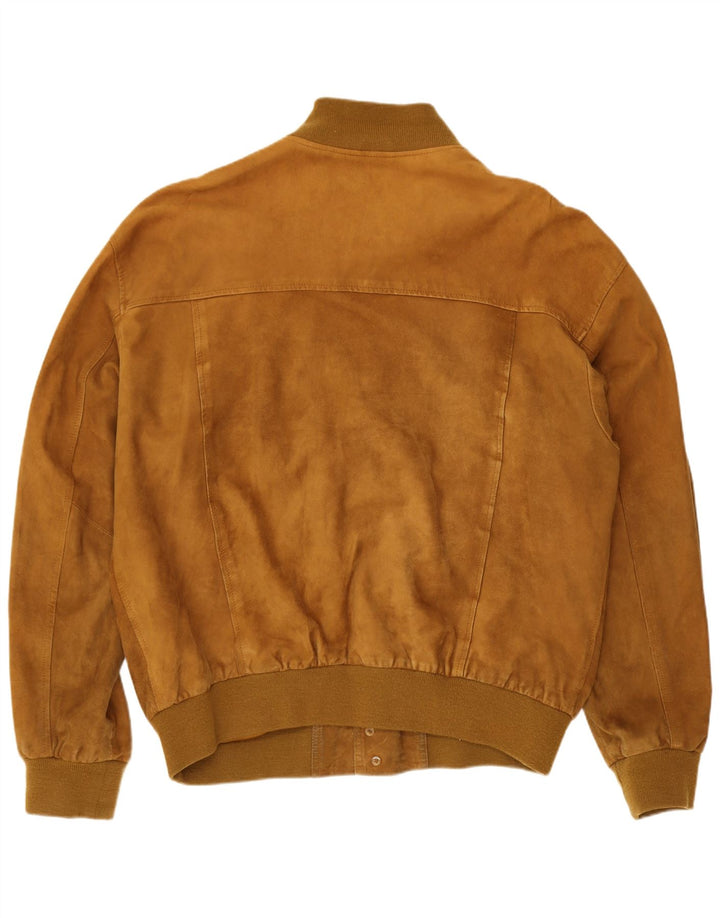 Zarro Mens Suede Bomber Jacket UK 44 2XL Beige Leather