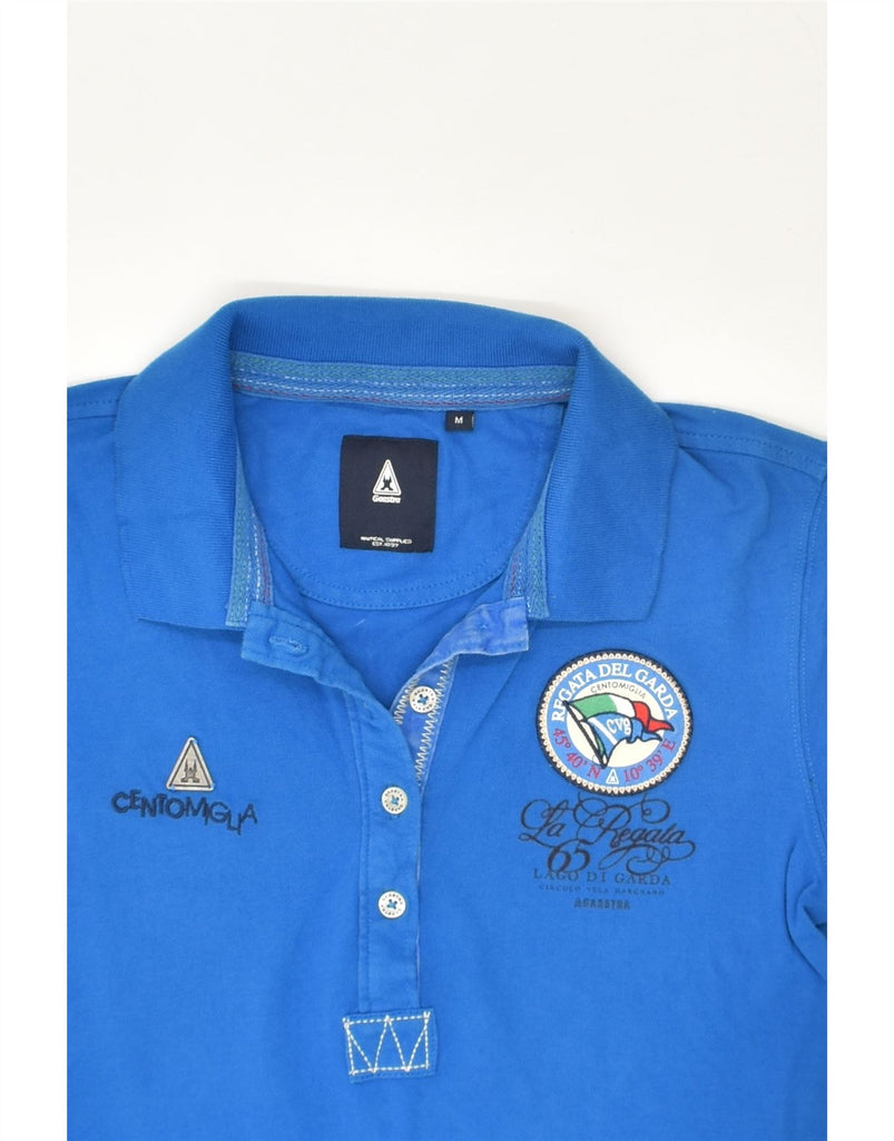 GAASTRA Womens Graphic Polo Shirt UK 14 Medium Blue Cotton | Vintage Gaastra | Thrift | Second-Hand Gaastra | Used Clothing | Messina Hembry 