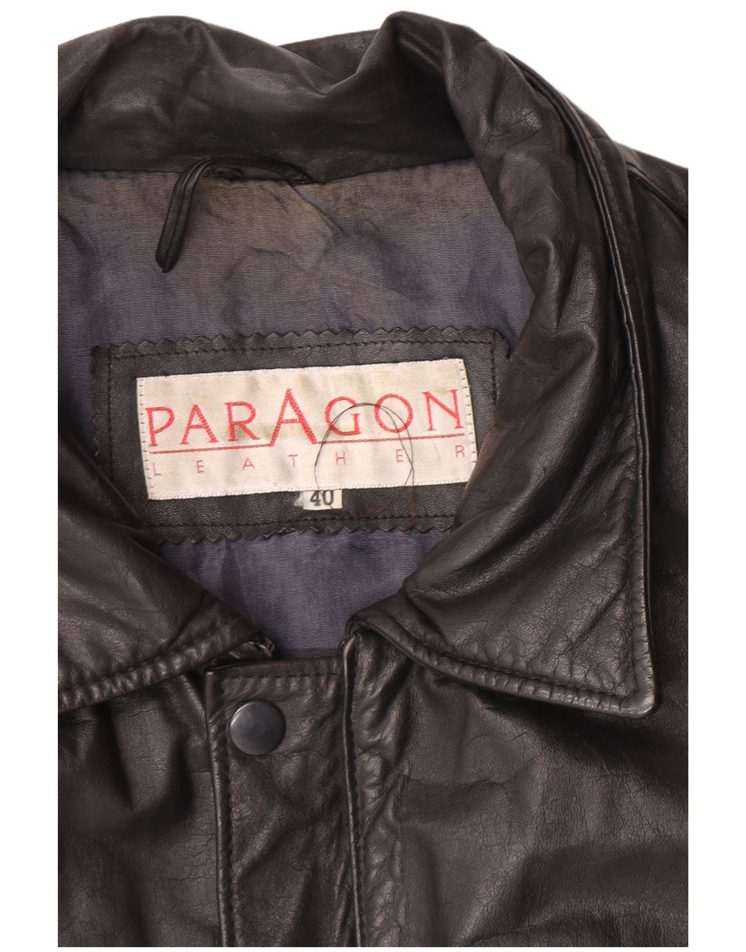Paragon Mens Military Leather Jacket UK 40 Large Black Leather