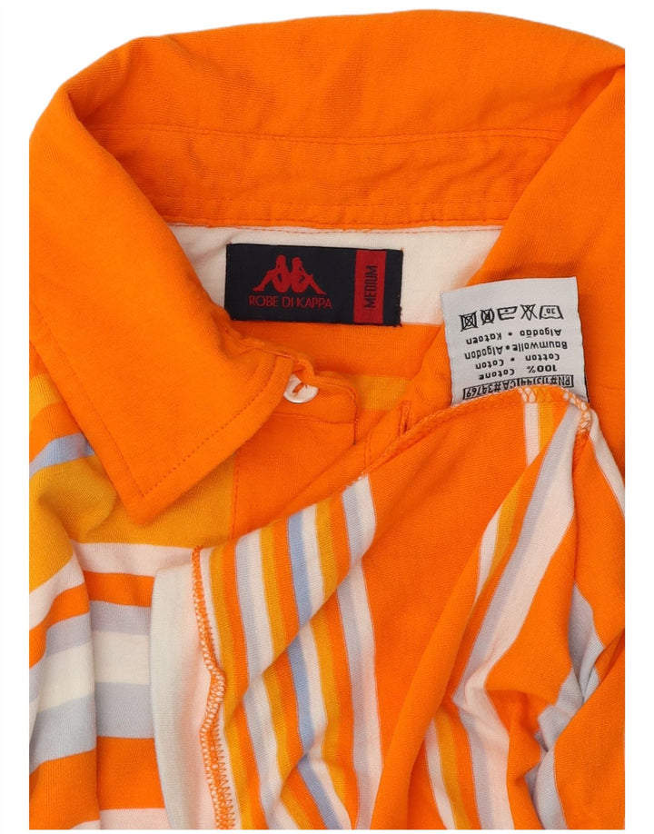 Kappa Mens Polo Shirt Medium Orange Striped Cotton
