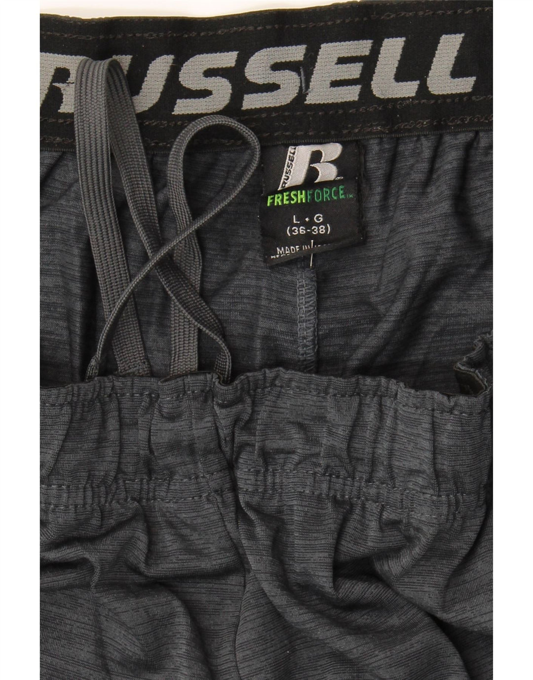 RUSSELL ATHLETIC Mens Sport Shorts Large  Grey Colourblock Polyester Vintage Russell Athletic and Second-Hand Russell Athletic from Messina Hembry 