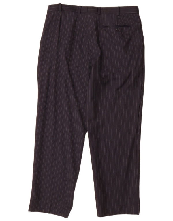 Marks & Spencer Mens Pegged Casual Trousers W36 L29 Navy Blue Pinstripe