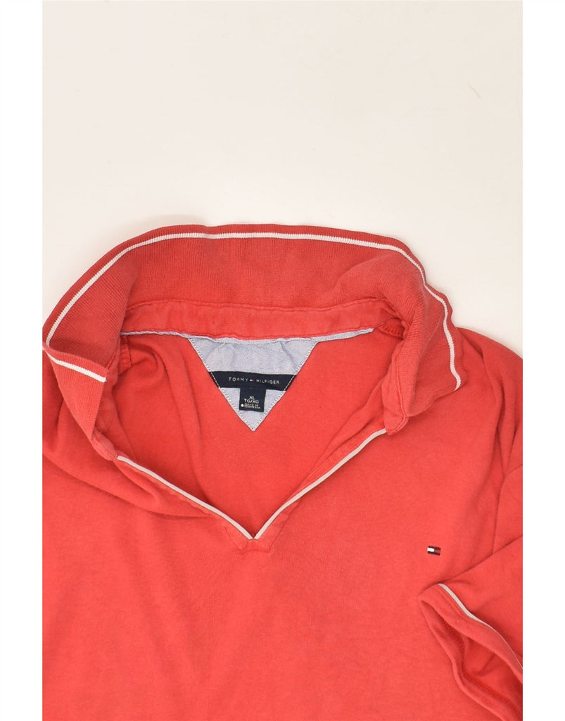 TOMMY HILFIGER Womens Tall Polo Shirt UK 18 XL Red Cotton | Vintage Tommy Hilfiger | Thrift | Second-Hand Tommy Hilfiger | Used Clothing | Messina Hembry 