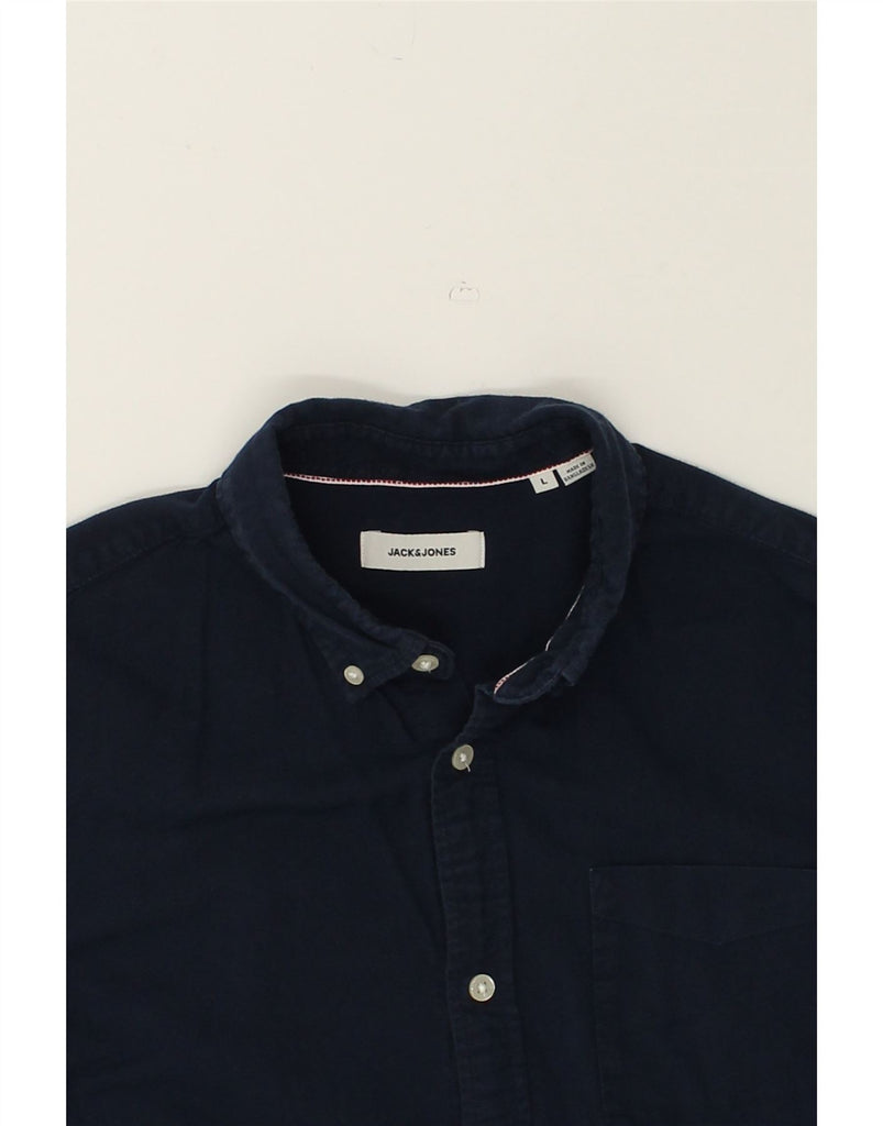 JACK & JONES Mens Shirt Large Navy Blue Cotton | Vintage Jack & Jones | Thrift | Second-Hand Jack & Jones | Used Clothing | Messina Hembry 