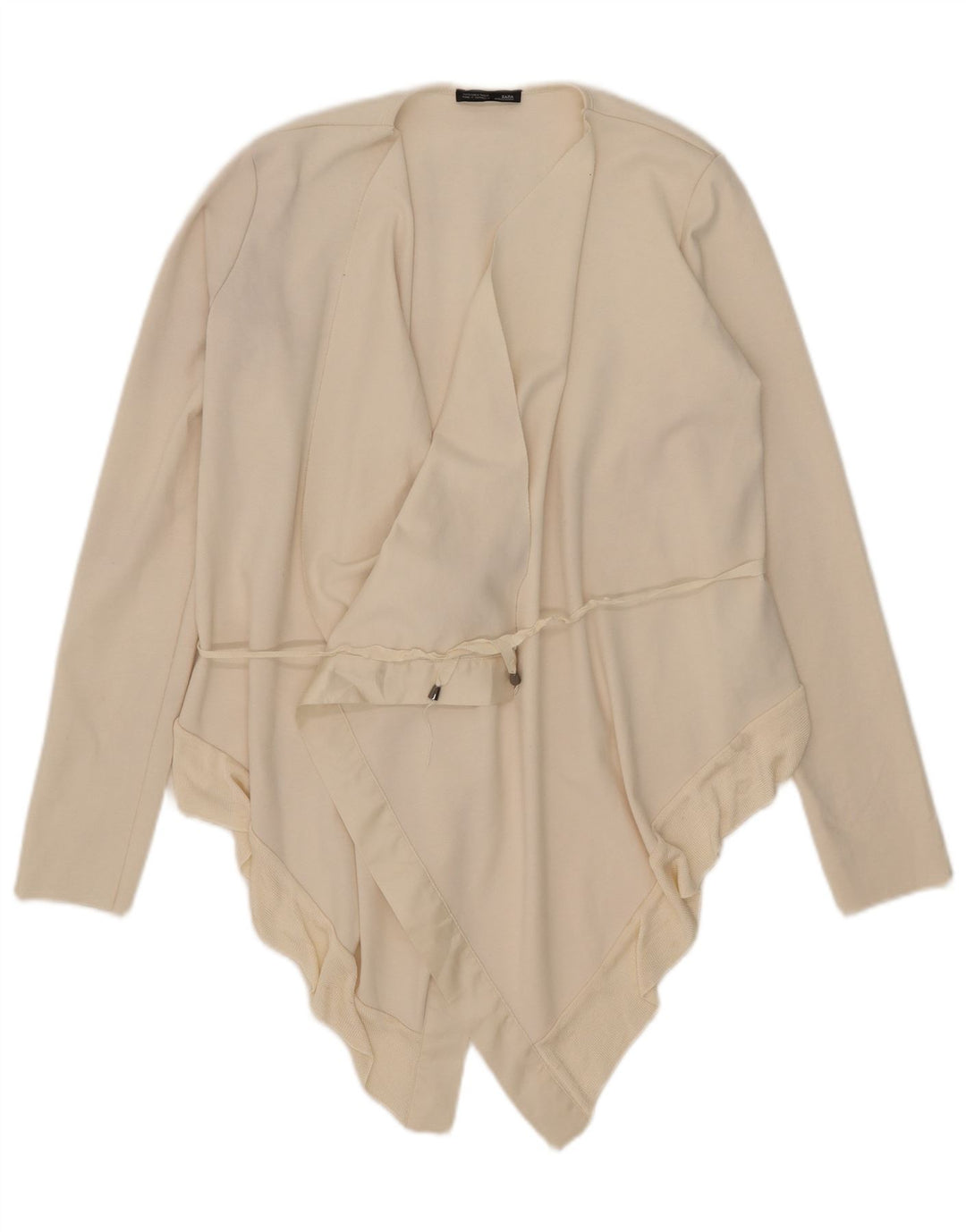 Zara Womens Asymmetric Cardigan Top UK 10 Small Off White Polyester