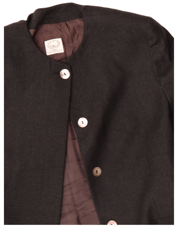 Vintage Womens Longline 4 Button Blazer Jacket IT 48 XL Grey Wool