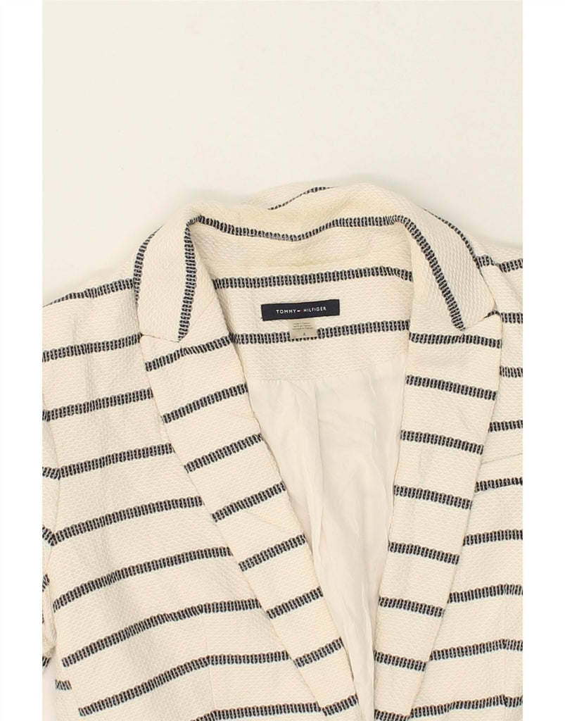 TOMMY HILFIGER Womens 1 Button Blazer Jacket US 4 Small Off White Striped | Vintage Tommy Hilfiger | Thrift | Second-Hand Tommy Hilfiger | Used Clothing | Messina Hembry 