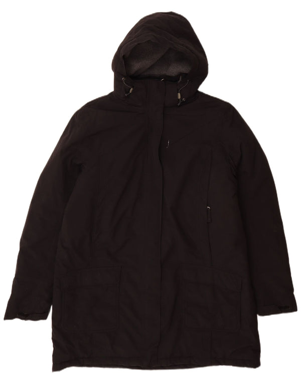 Lands End Womens Hooded Windbreaker Coat UK 16 Large Black Nylon