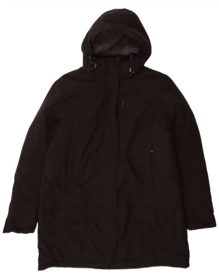 Lands End Womens Hooded Windbreaker Coat UK 16 Large Black Nylon
