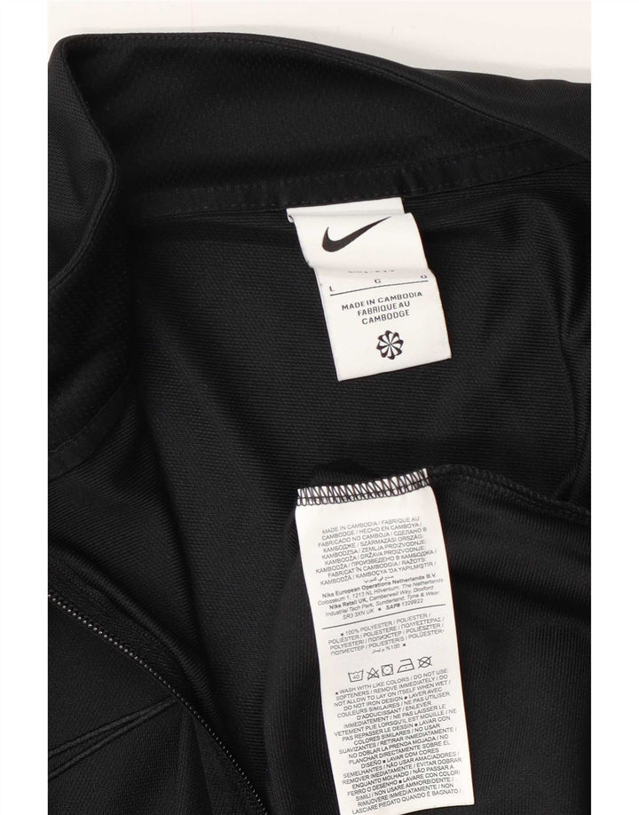Nike Mens Dri Fit Tracksuit Top Jacket Large Black Polyester